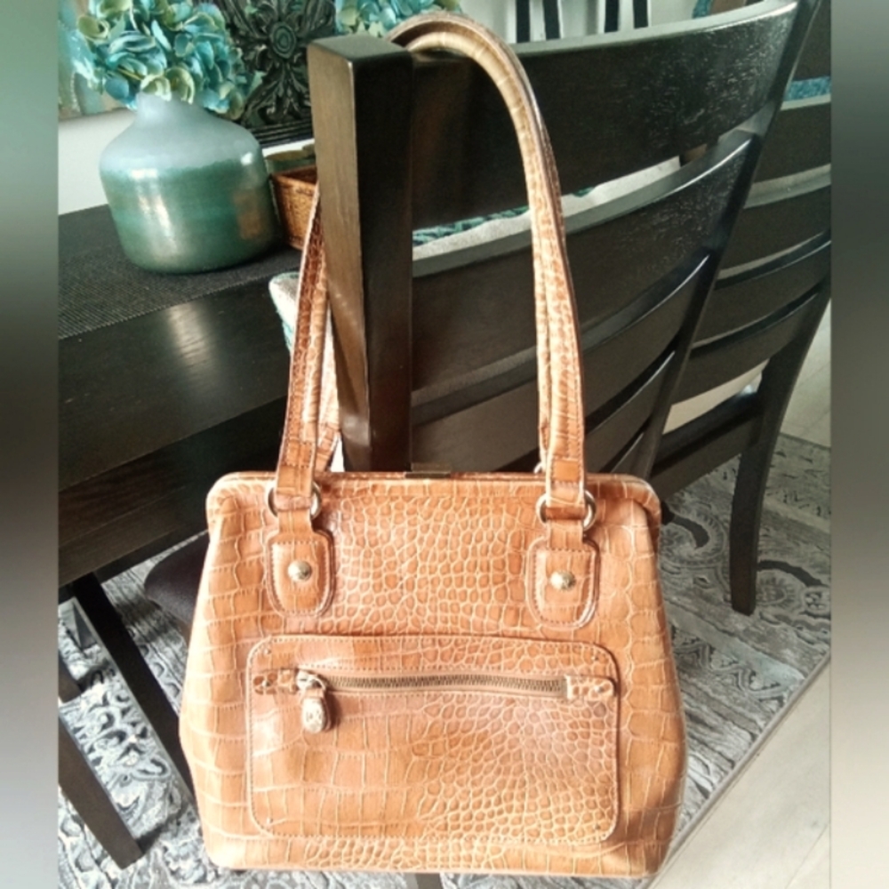 Liz Claiborne Faux Crocodile Granny Frame Handbag
